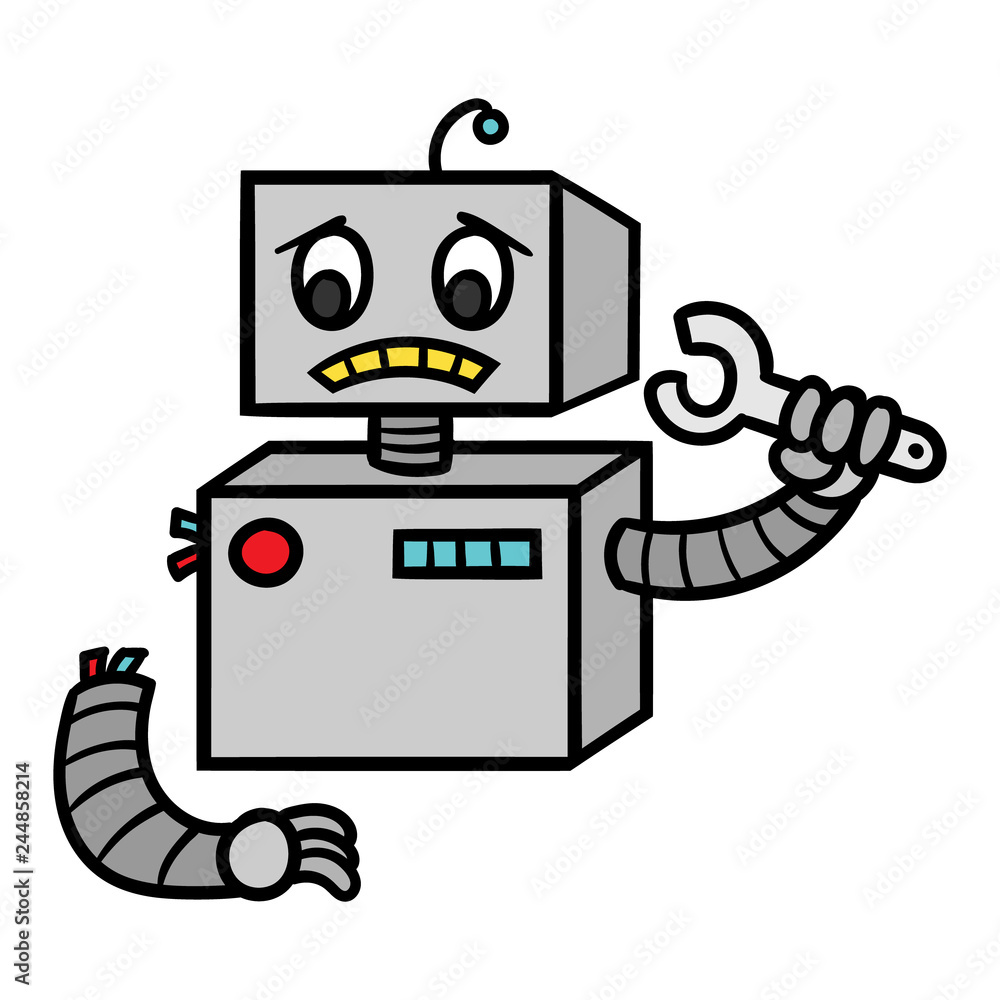 fraktion Diskriminere Agurk Cartoon Broken Robot Fixing Itself Stock Vector | Adobe Stock