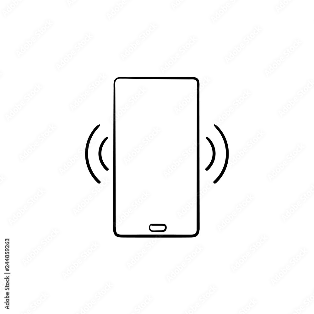 Smartphone vibrating hand drawn outline doodle icon Stock Vector Adobe Stock