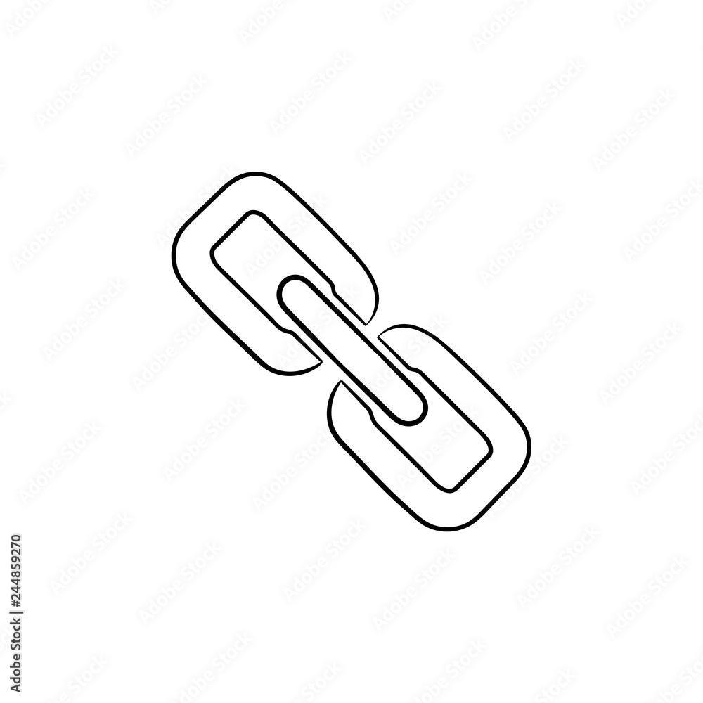 Chain link icon hand drawn outline doodle icon. Security system and safety, hyperlink, cooperation concept. Vector sketch illustration for print, web, mobile and infographics on white background Chain link icon hand drawn outline doodle icon. Security system and safety, hyperlink, cooperation concept. Vector sketch illustration for print, web, mobile and infographics on white background