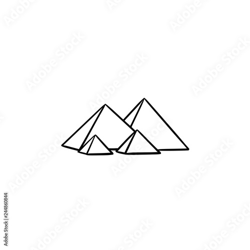 Egypt pyramids hand drawn outline doodle icon. Antient monument and tourism, history landmark concept. Vector sketch illustration for print, web, mobile and infographics on white background.