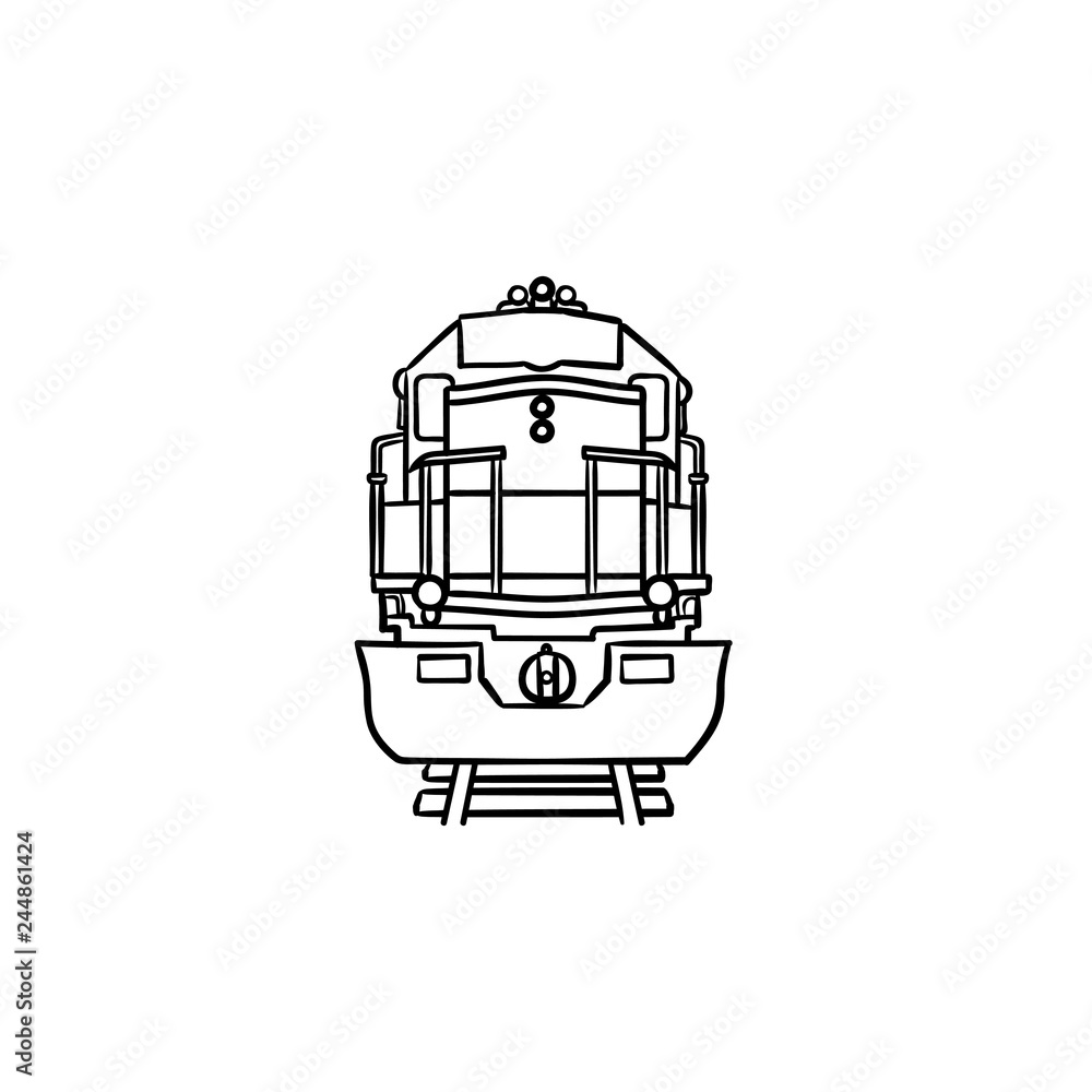 Front view of train hand drawn outline doodle icon Stock Vector | Adobe