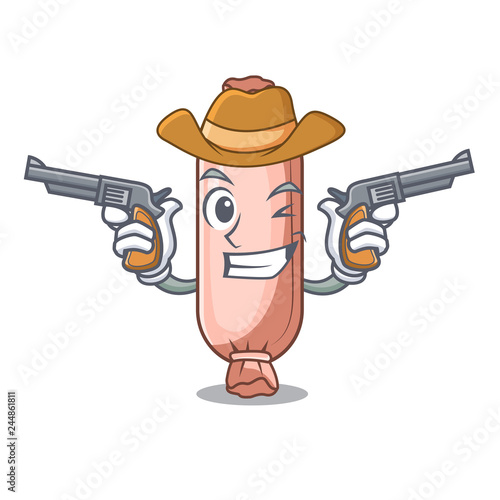 Cowboy bolster on the funny cartoon shape