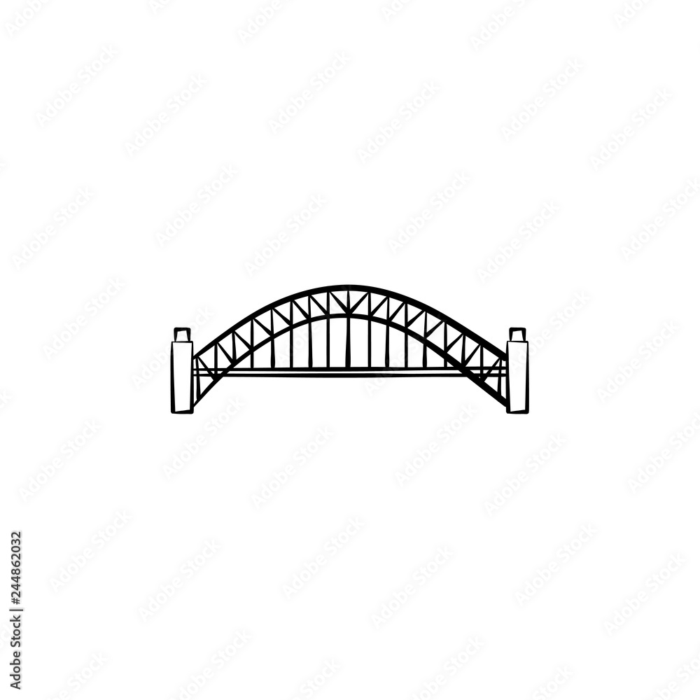 Fototapeta premium Bridge hand drawn outline doodle icon