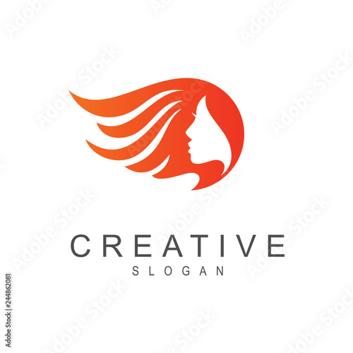 woman hair logo,woman face silhouette icon