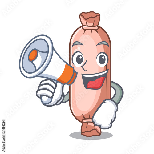 With megaphone bolster on the funny cartoon shape