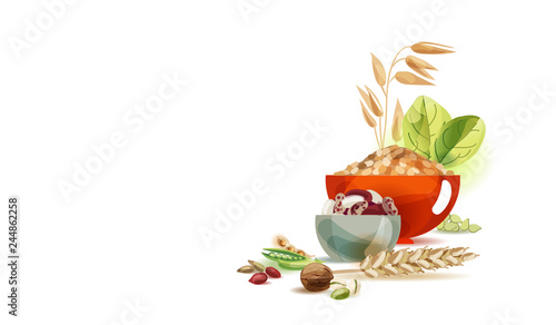 Herbal food. Cereal, bean.