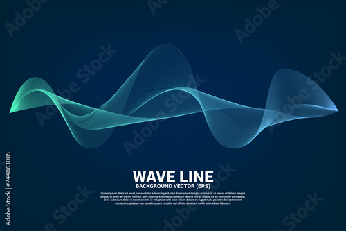 Blue Sound wave line curve on dark background. Element for theme technology futuristic vector