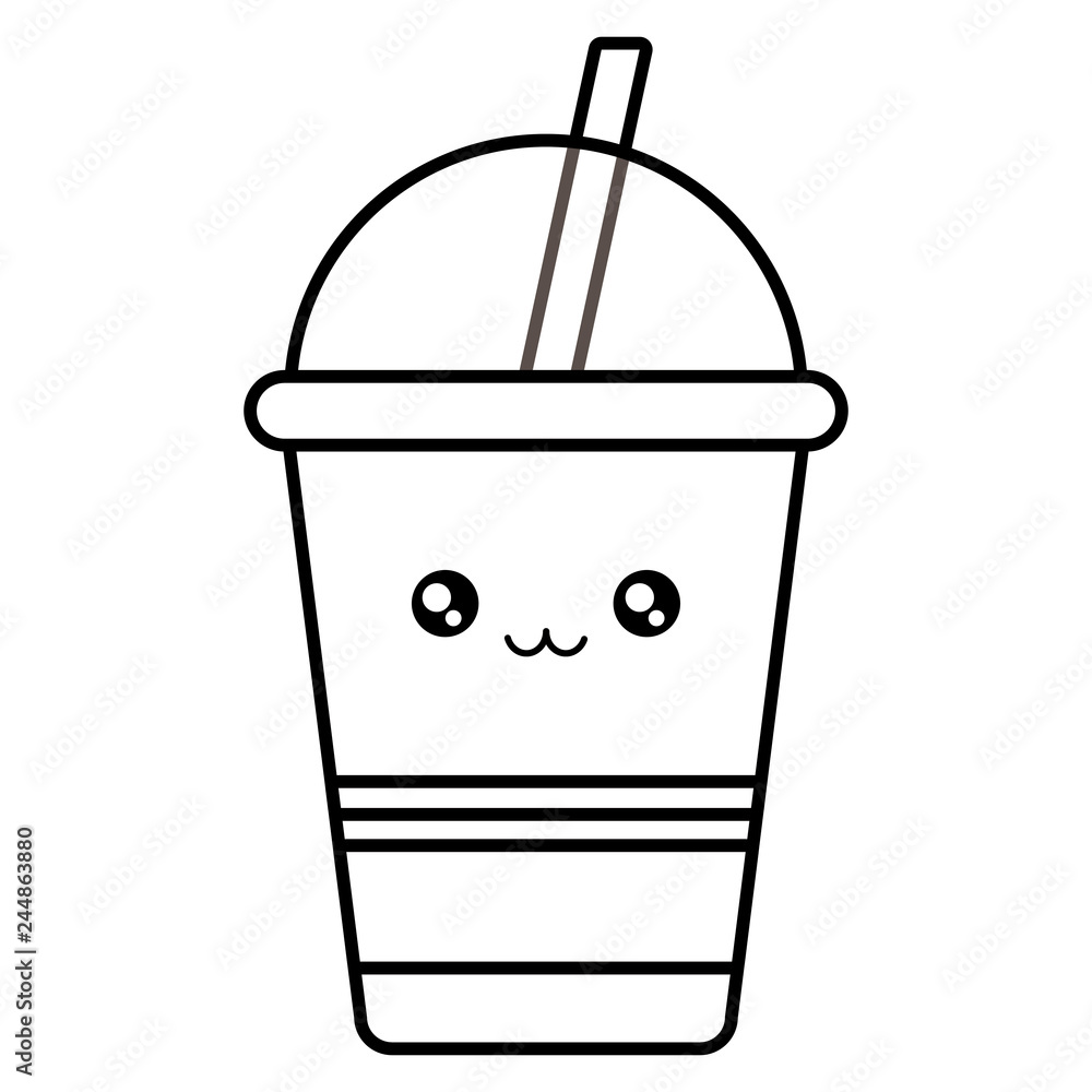 plastic cup with straw kawaii character plastic cup with straw kawaii character
