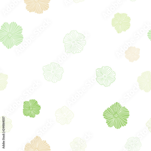 Light Green, Red vector seamless doodle pattern with flowers.