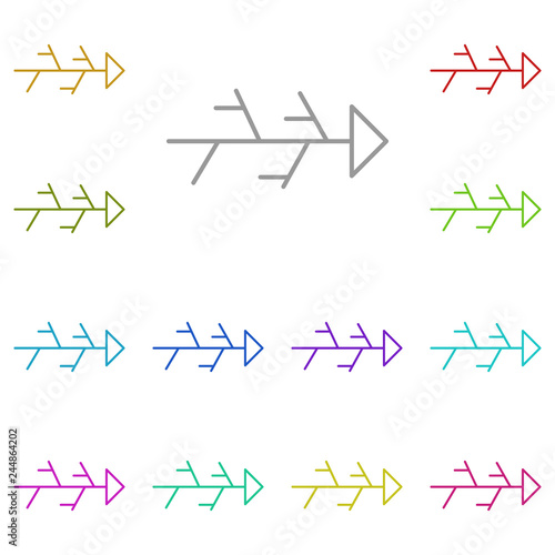 Fishbone Diagram icon in multi color. Simple glyph, flat vector of Charts and diagrams icons for UI and UX, website or mobile application