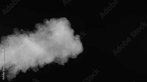 White smoke on black background in slow motion.