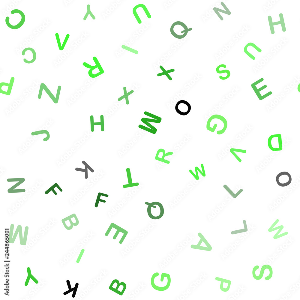Light Green vector seamless texture with ABC characters. Light Green vector seamless texture with ABC characters.