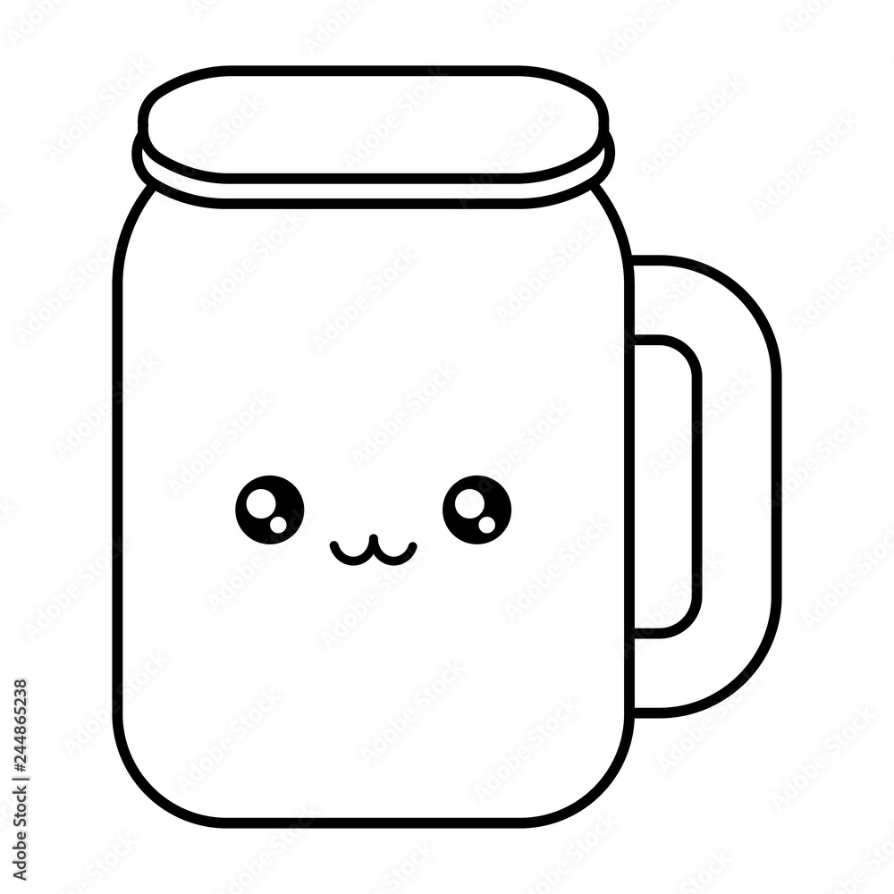cute beverage jar kawaii character