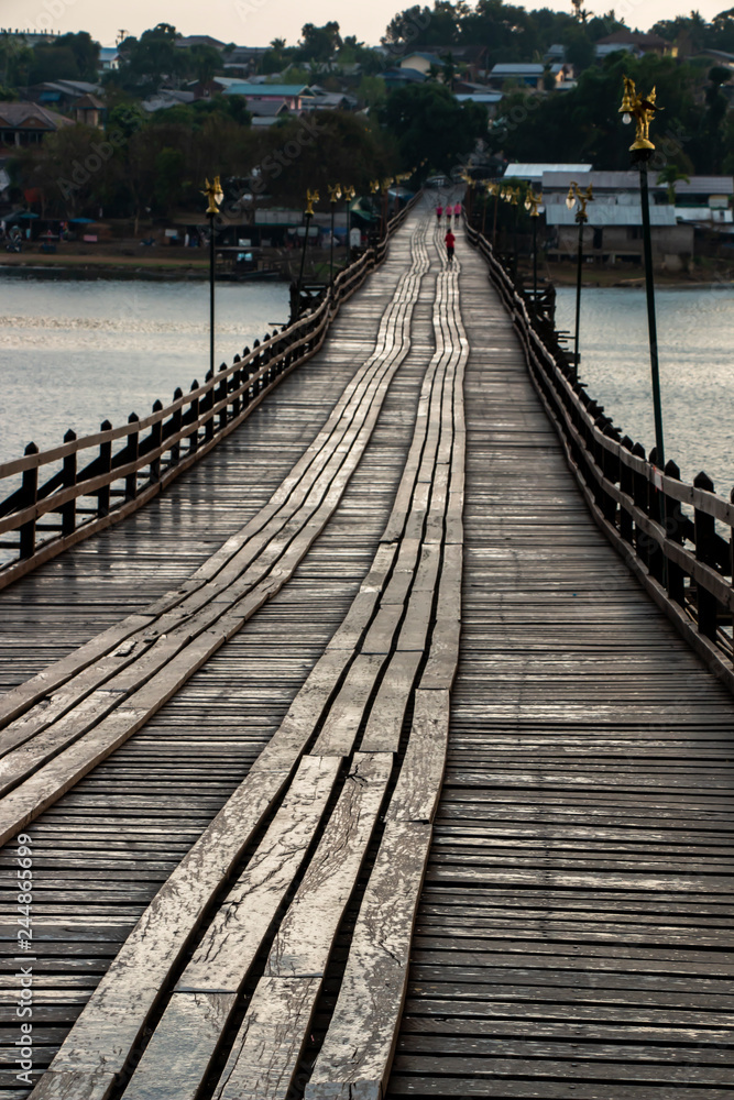 Landscape of Mon Wooden Bridge in Kanchanaburi Thailand Landscape of Mon Wooden Bridge in Kanchanaburi Thailand