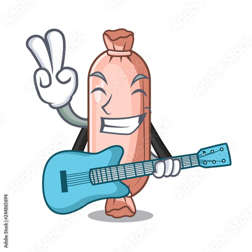 With guitar bolsters placed in cartoon sleeping room