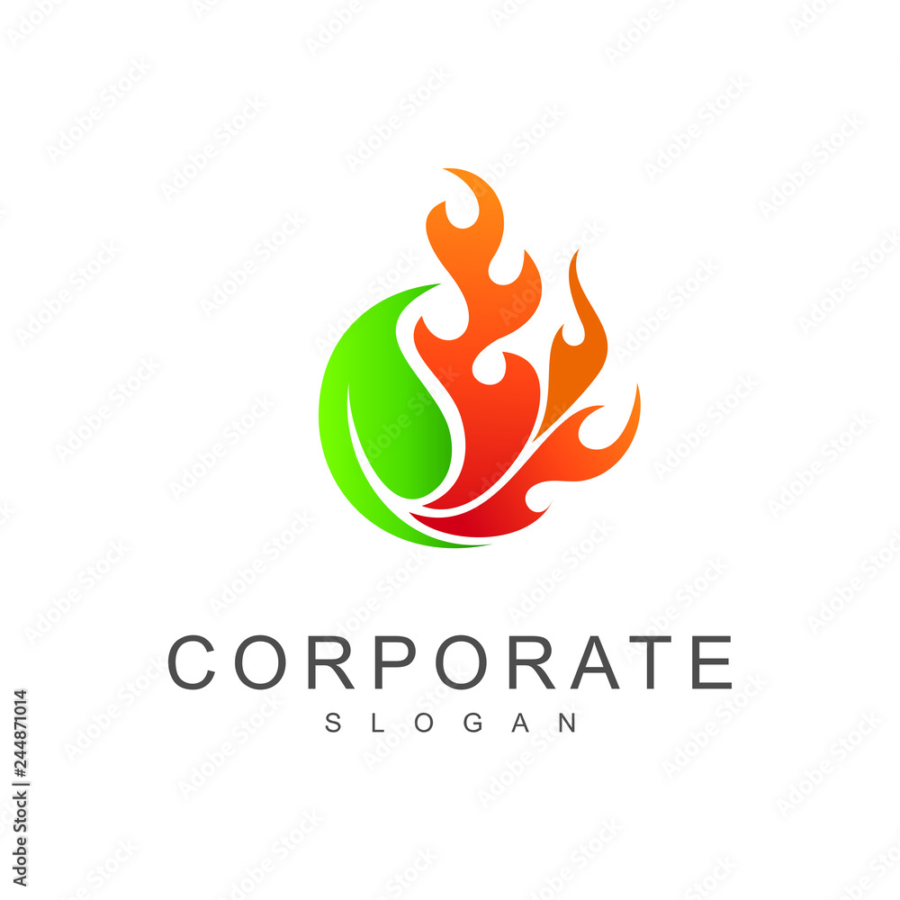 leaf and fire logo design template leaf and fire logo design template
