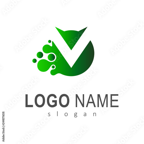 water bubble + letter v logo