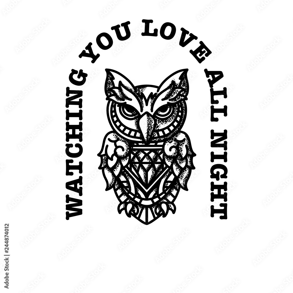 Fototapeta premium Owl with diamond heart
