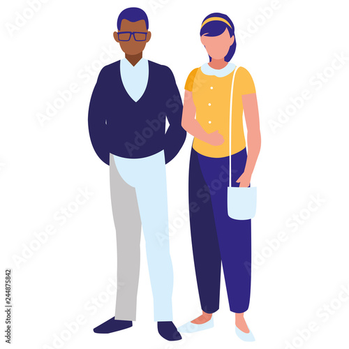 young interracial couple avatars characters