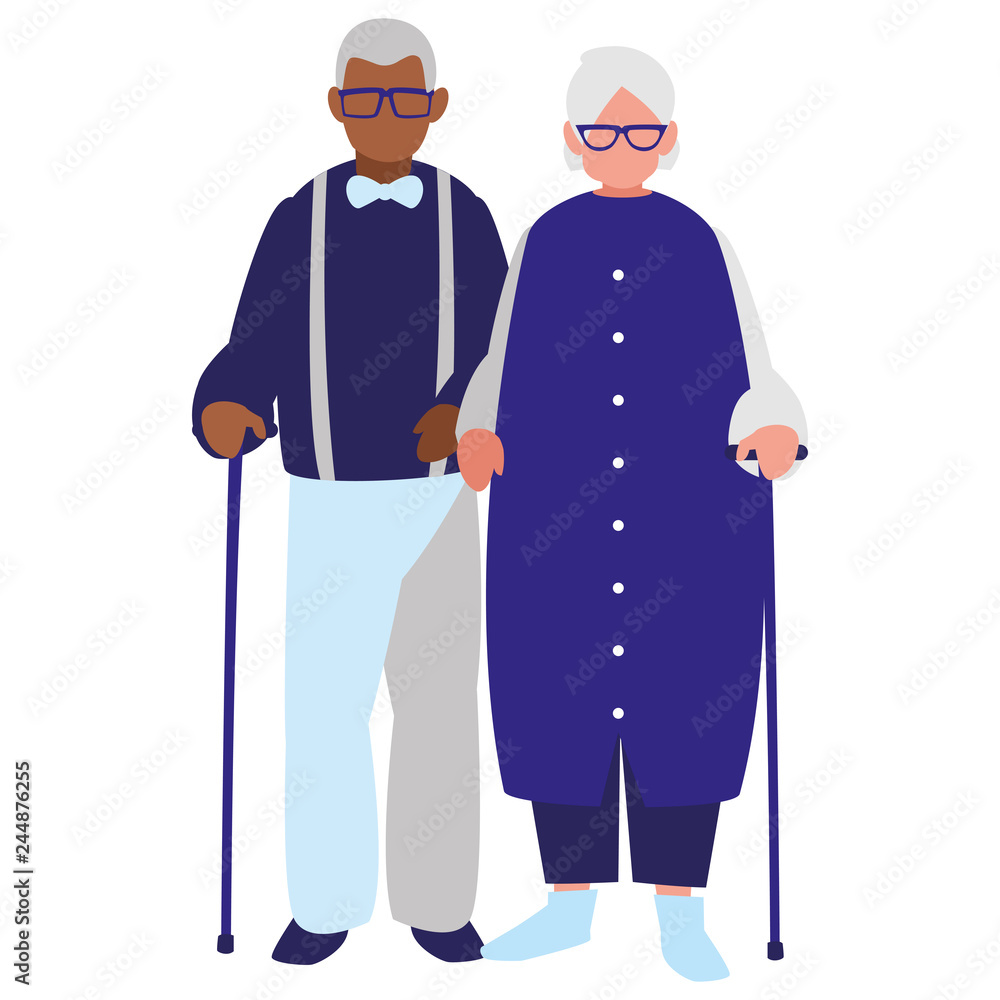 cute grandparents couple interracial characters cute grandparents couple interracial characters