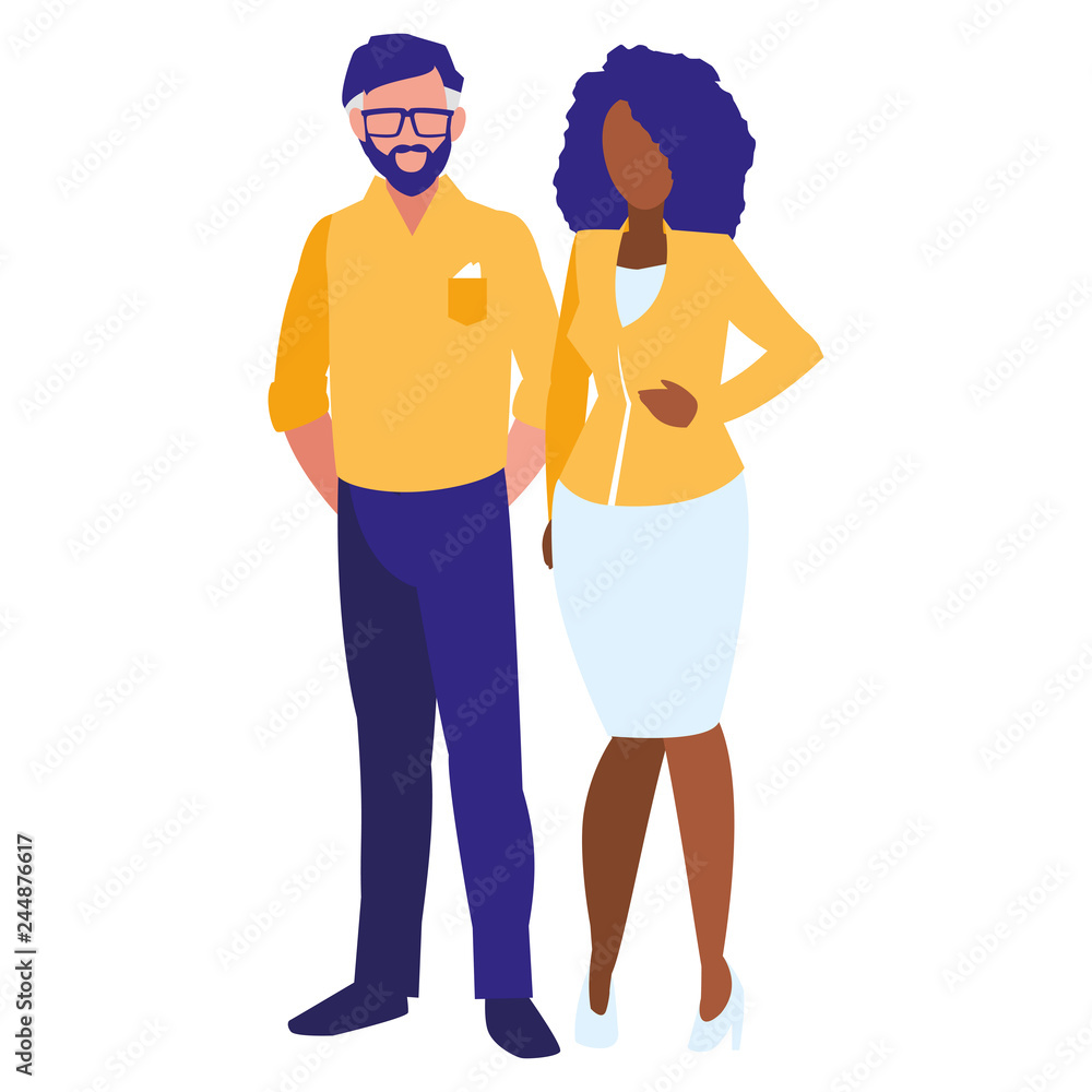 young interracial couple avatars characters