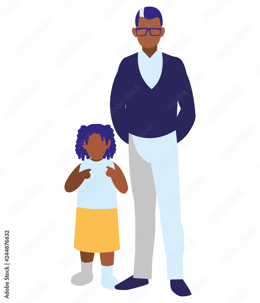 black father with daughter characters