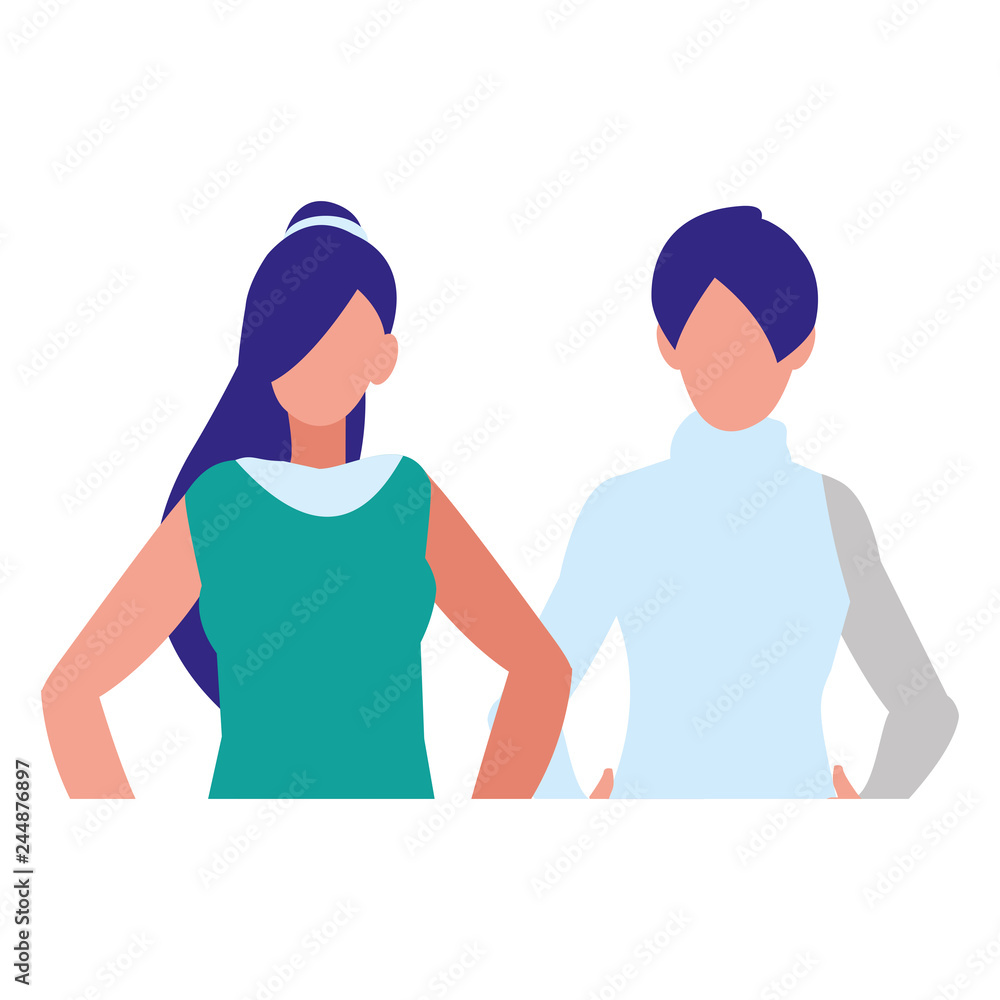 Fototapeta premium couple of girls avatars characters