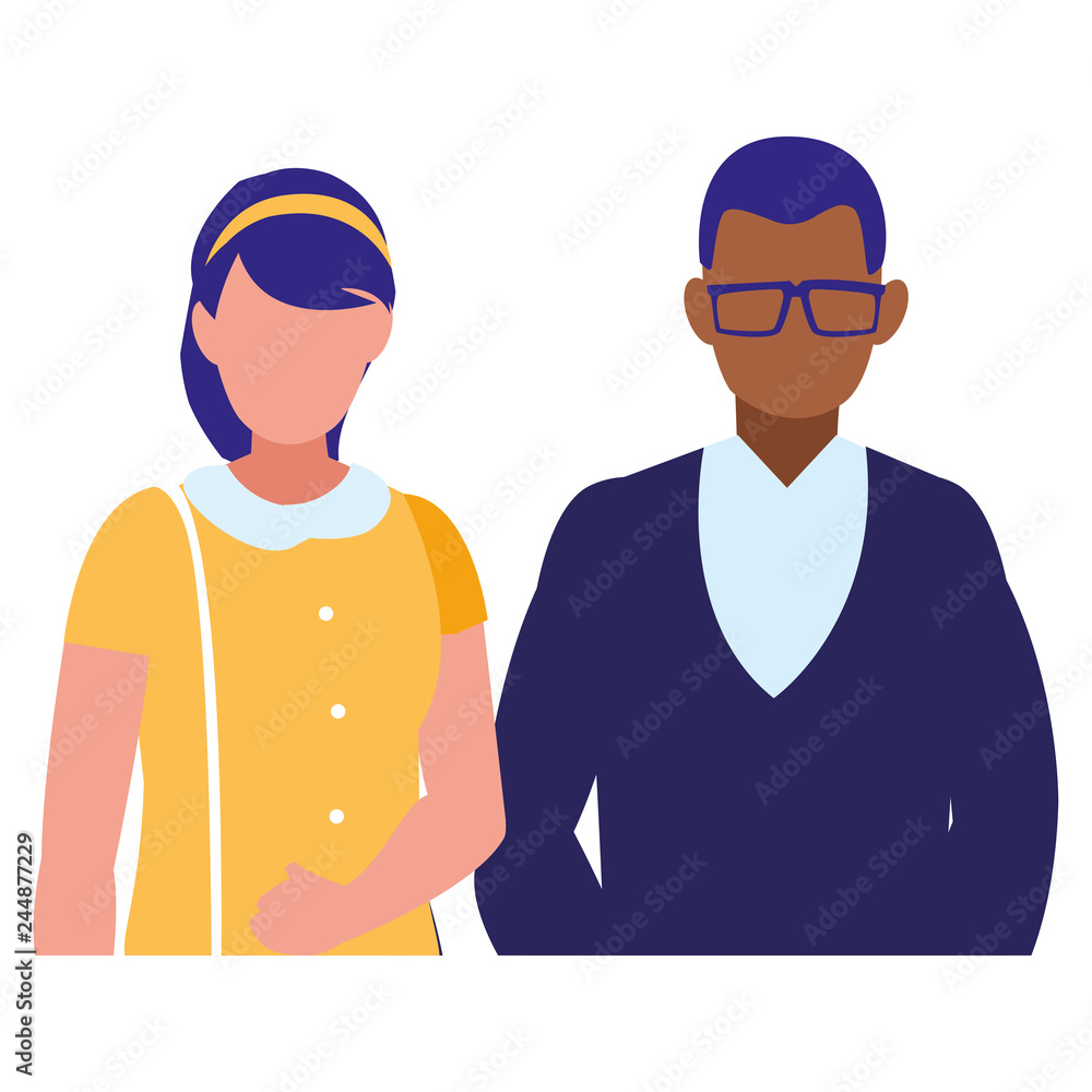 young interracial couple avatars characters young interracial couple avatars characters