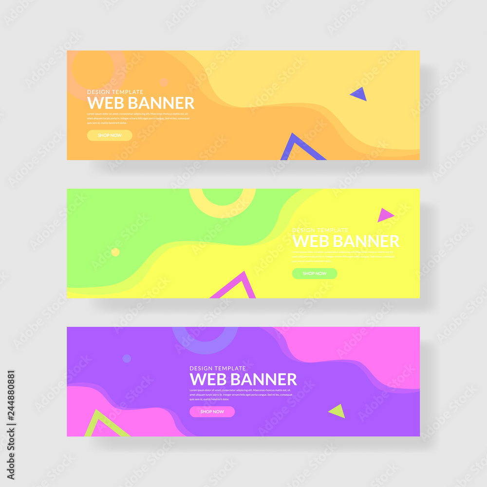 Website banner ui ux, Colorful geometric background, simple shapes with trendy gradients.