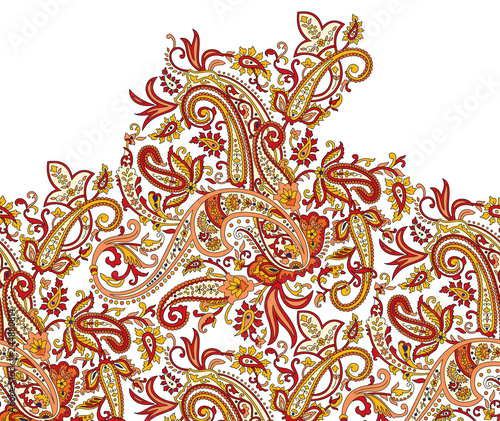 Traditional seamless indian paisley border