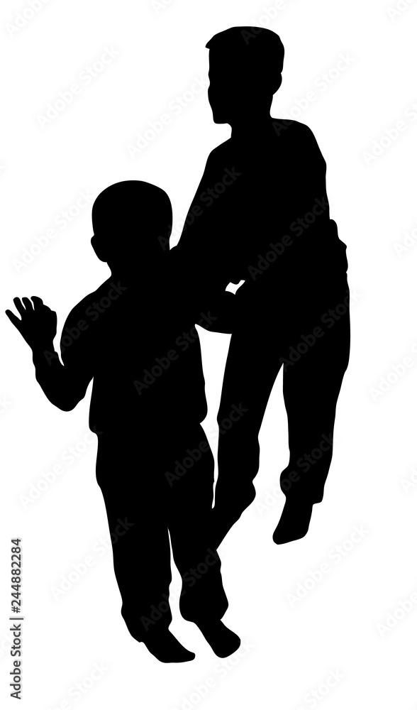 Silhouette of two boys playing Silhouette of two boys playing