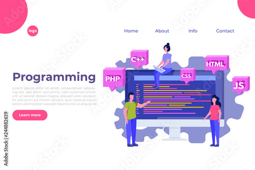Programming Software or app development, big data processing. Vector illustration