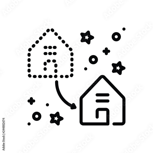 Black line icon for displacement 