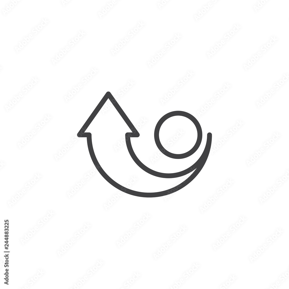 Arrow rotation direction line icon. linear style sign for mobile concept and web design. Arrow around circle outline vector icon. Turn the knob clockwise symbol, logo illustration Arrow rotation direction line icon. linear style sign for mobile concept and web design. Arrow around circle outline vector icon. Turn the knob clockwise symbol, logo illustration