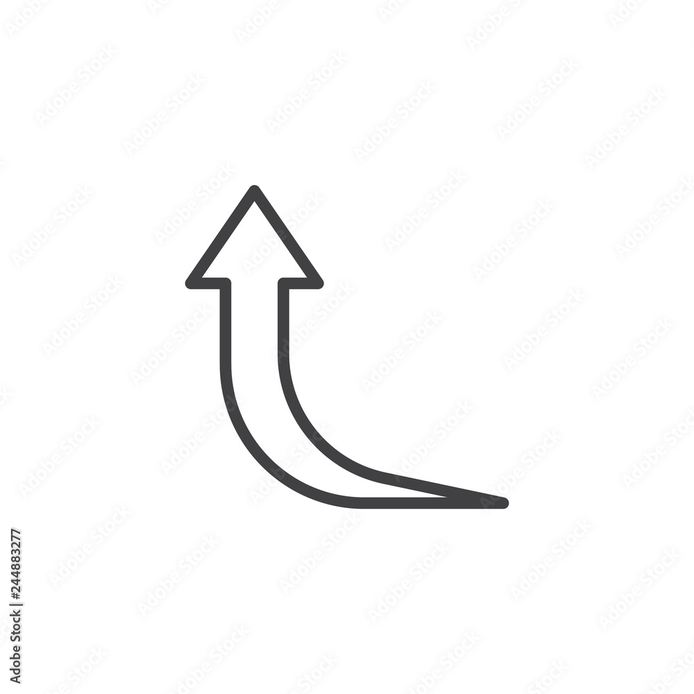 Curved arrow up line icon. linear style sign for mobile concept and web design. Arrow up direction outline vector icon. Symbol, logo illustration. Pixel perfect vector graphics Curved arrow up line icon. linear style sign for mobile concept and web design. Arrow up direction outline vector icon. Symbol, logo illustration. Pixel perfect vector graphics