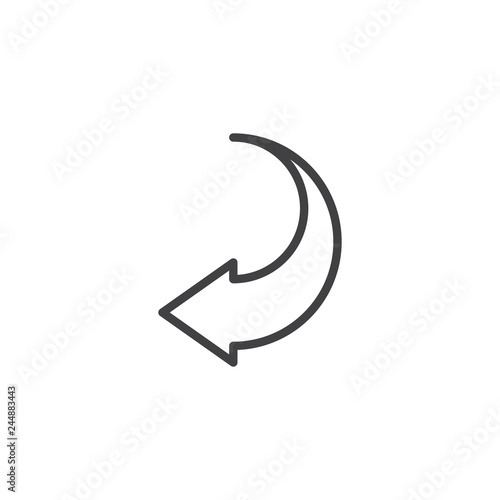 Back arrow line icon. linear style sign for mobile concept and web design. Previous arrow outline vector icon. Symbol, logo illustration. Pixel perfect vector graphics