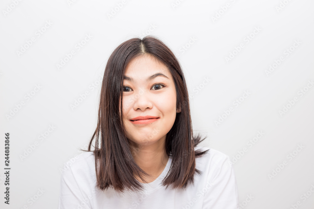 Asian beautiful healthy women black hair on white background Asian beautiful healthy women black hair on white background