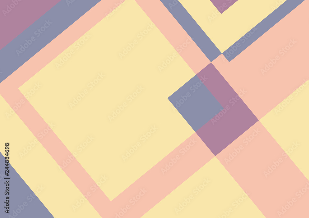 Abstract retro geometric background, in soft colors,  with squares and copy space