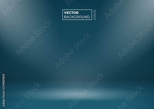 Blank room. Modern abstract gradient blue background, vector illustration with copy space