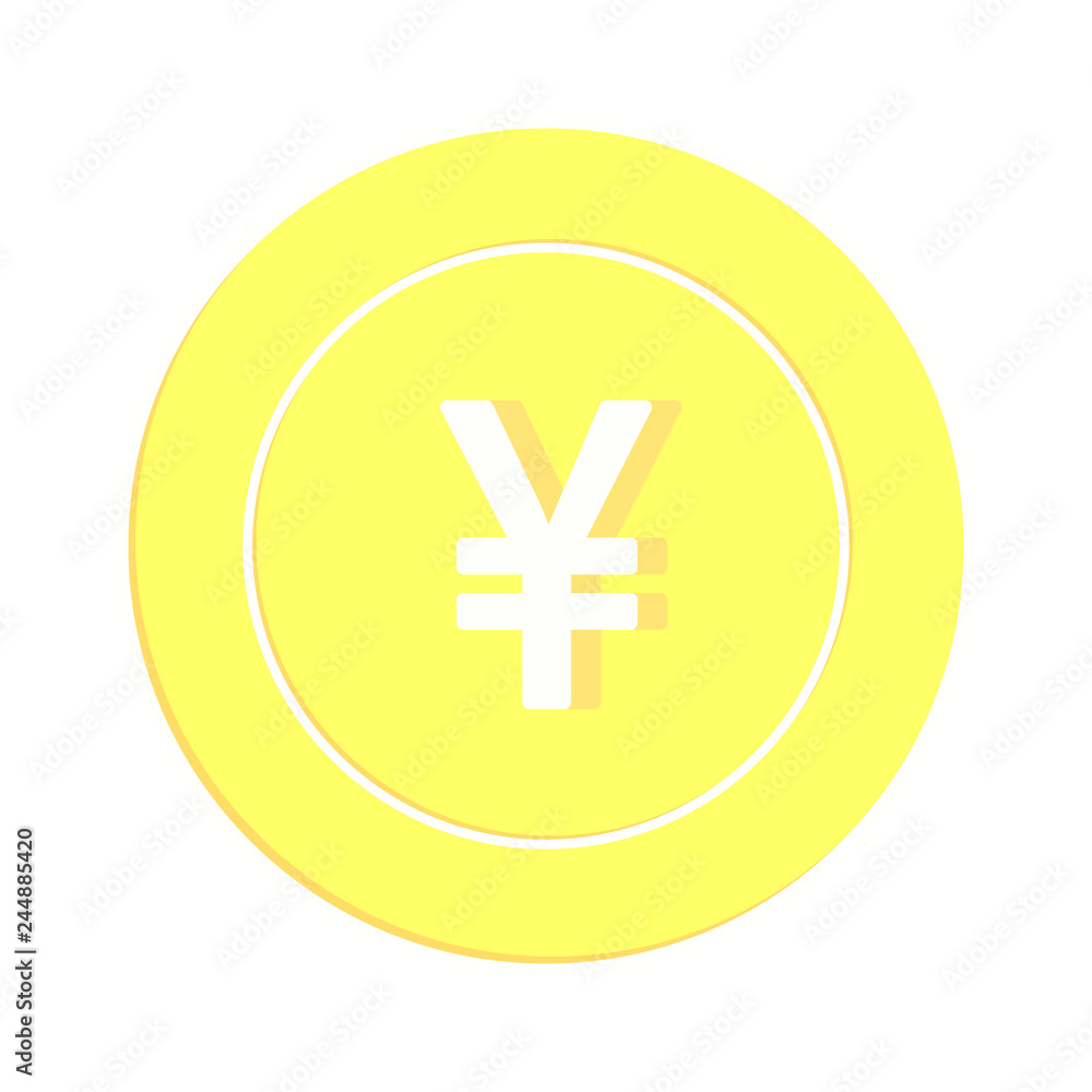 Chinese yuan coin isolated on white background. CN Chinese yuan coin isolated on white background. CN