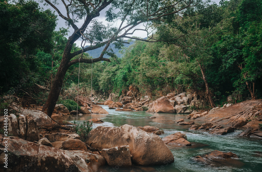 Fototapeta premium Mountain river, waterfall