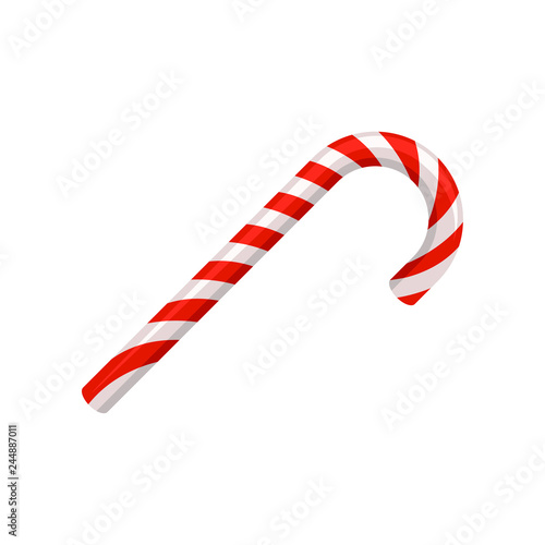 Sweet red and white christmas candy cane, sugar candy vector Illustration