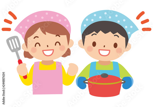 料理する子供