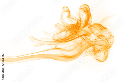 Yellow smoke motion abstract on white background