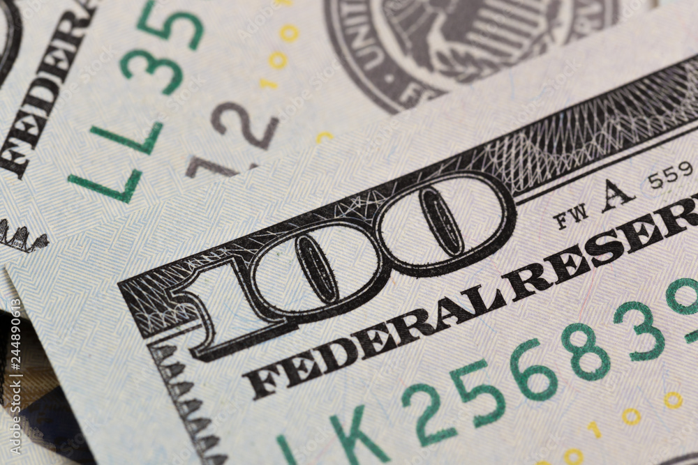 US hundred Dollar elements , super macro, close up photo. US hundred Dollar elements , super macro, close up photo.