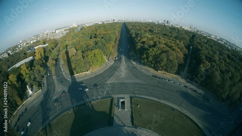 Fisheye lens view from the Victory column towards main city landmarks of Berlin, Germany photo