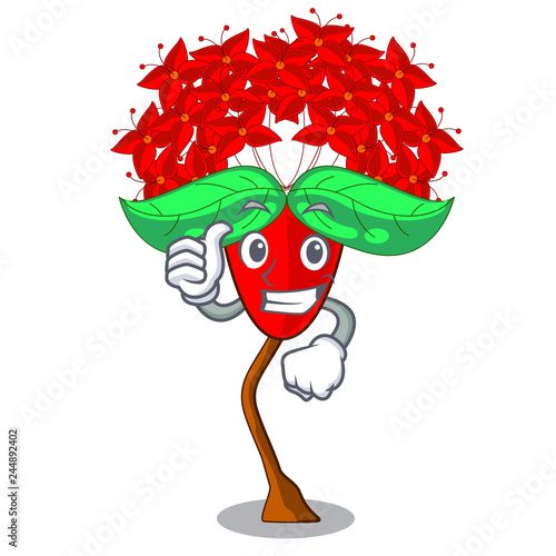 Thumbs up ixora flowers in shape of mascot