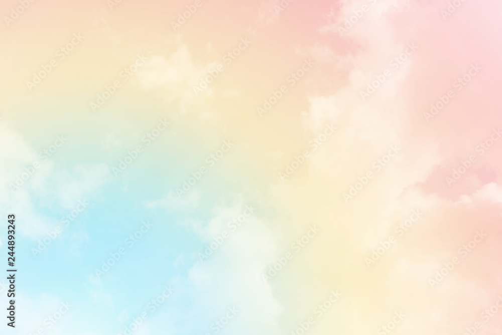 Sun and cloud background with a pastel colored
