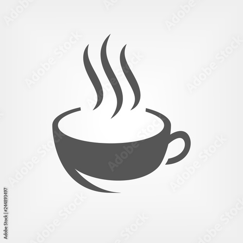 Cup of hot coffee Vector icon. Coffee logo sign