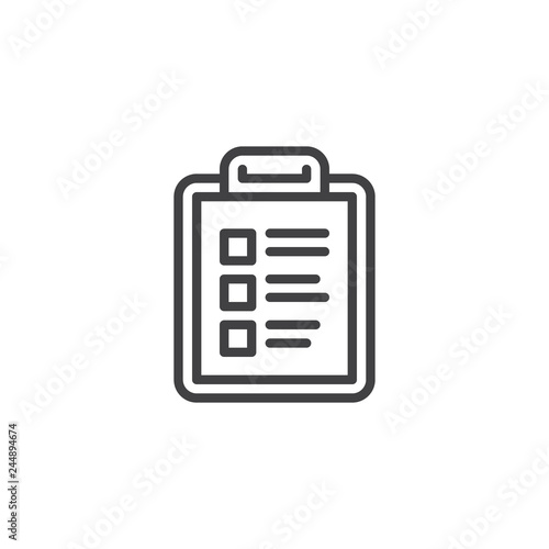 Checklist clipboard line icon. linear style sign for mobile concept and web design. Medical report paper outline vector icon. Symbol  logo illustration. Pixel perfect vector graphics